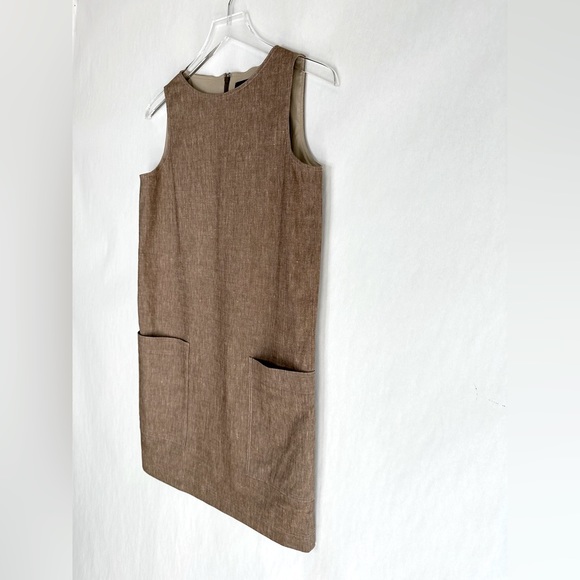 Theory Mod Sleeveless Bronze Linen Blend Shift Dress Size 2 NWT - Picture 7 of 15
